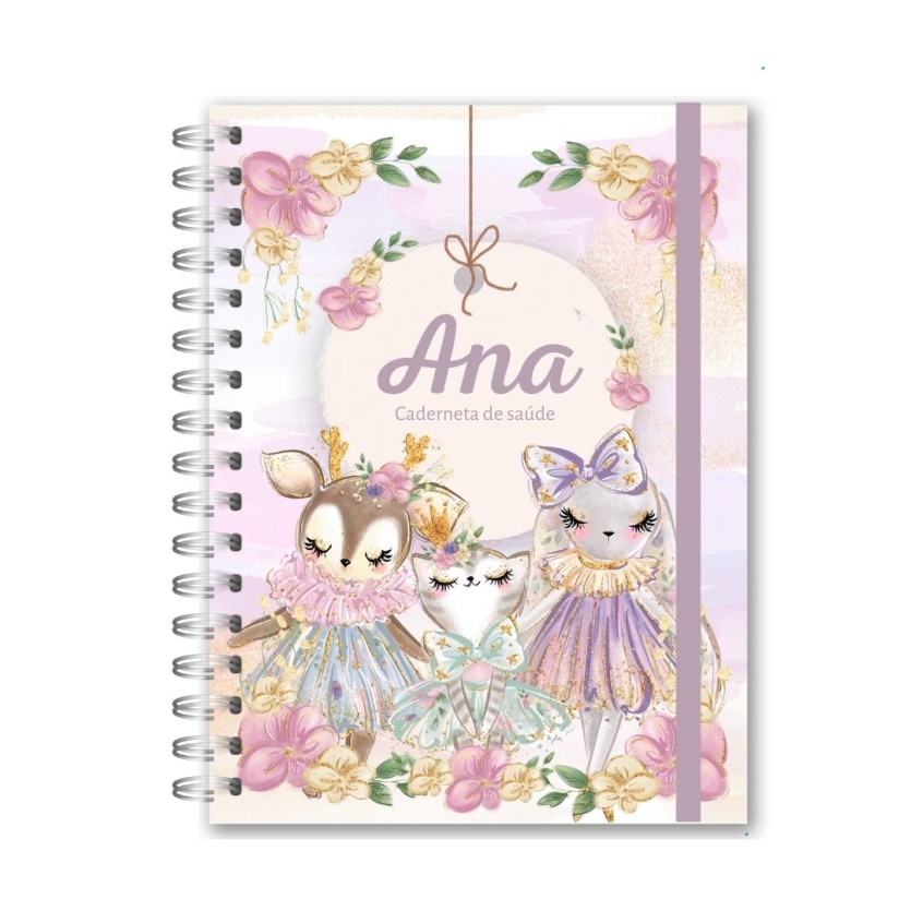 CADERNETA DE SAÚDE ANIMAIS DANÇARINAS LILÁS