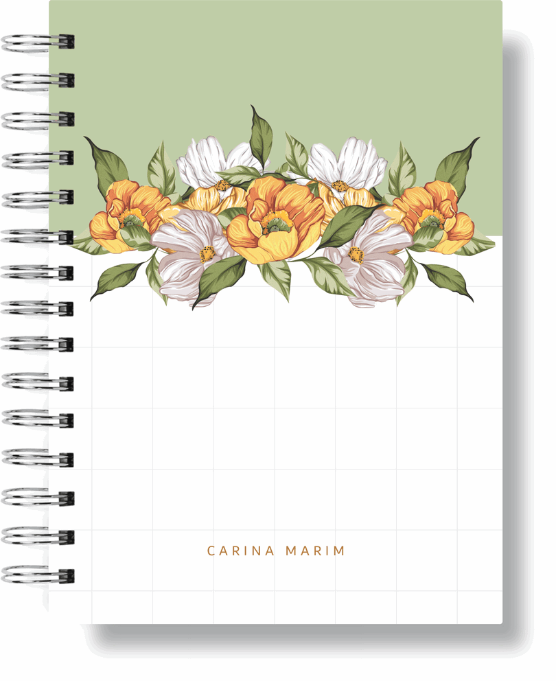 AGENDA - FLORAL AMARELO E BEGE