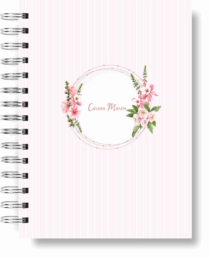 AGENDA - GUIRLANDA FLORAL ROSA
