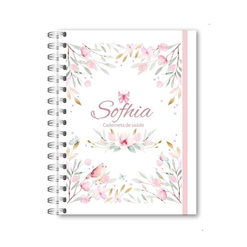 CADERNETA DE SAÚDE - FLORAL E PÁSSARO MENINA